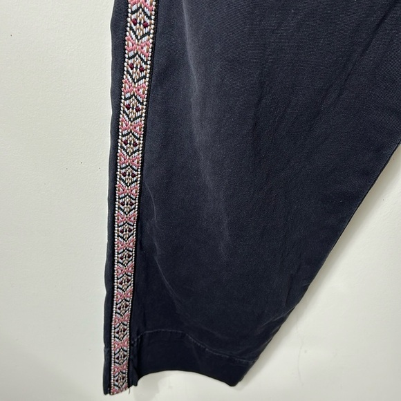 BY ANTHROPOLOGIE Canvas Tapered Embroidered Side Stripe  Trouser Ankle Pants 6 - Picture 11 of 16